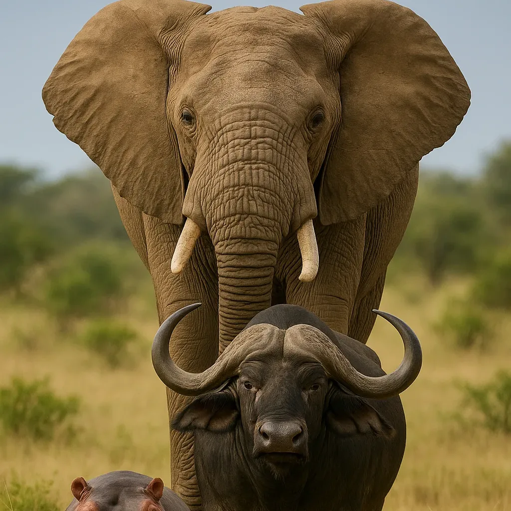 Top 3 animals you never want to fight: Hippopotamus, Cape buffalo, African elephant